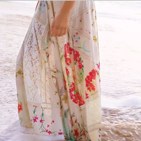 Free People Hibiscus Heaven Cream Embroidered Maxi Dress in size XS - Picture 4 of 11